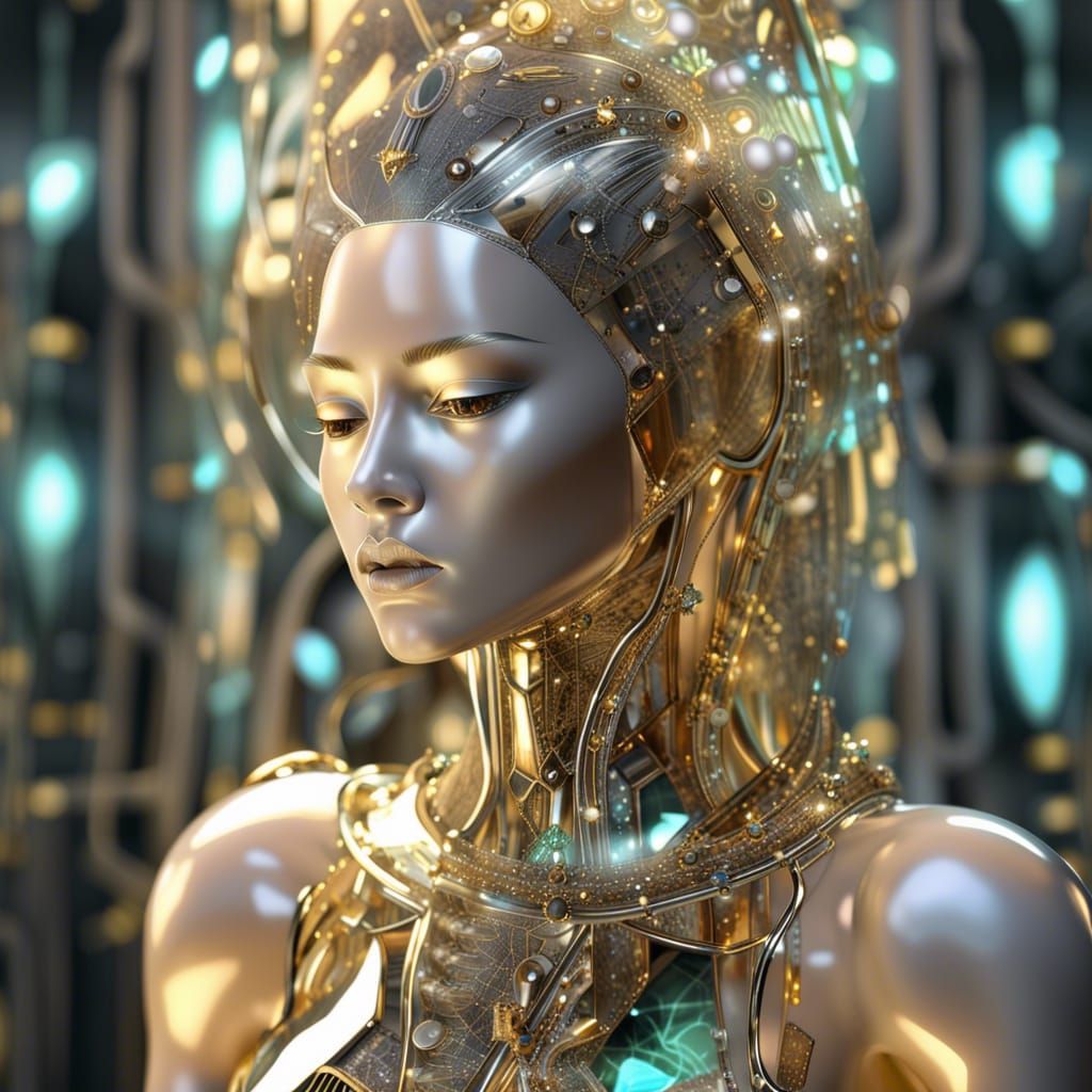 Biomechanical Female Model with Liquid Cooling: Hyperrealist...