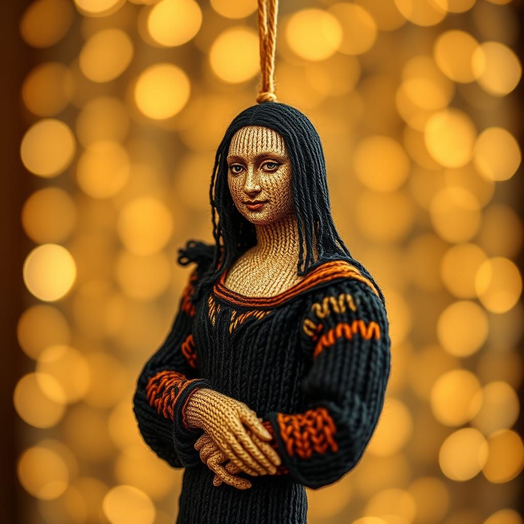 Knitted Mona Lisa: Thick Thread Masterpiece