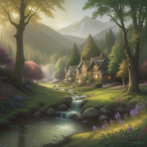 Ethereal Earth Landscape in Luminous Oil Painting Style