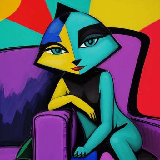 Vanya on Couch in Vibrant Expressionist Style