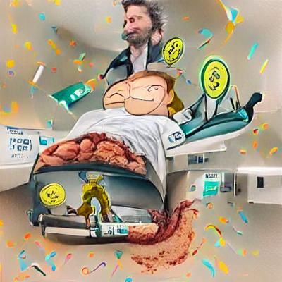 Rick from Rick & Morty in Hospital Bed