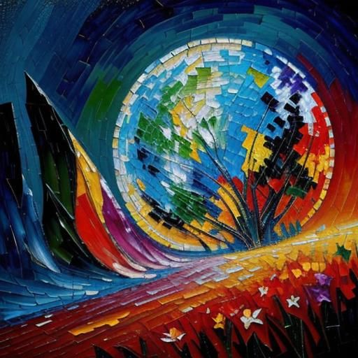 Rustic Mosaic Patchwork in Neo-Impressionist Style