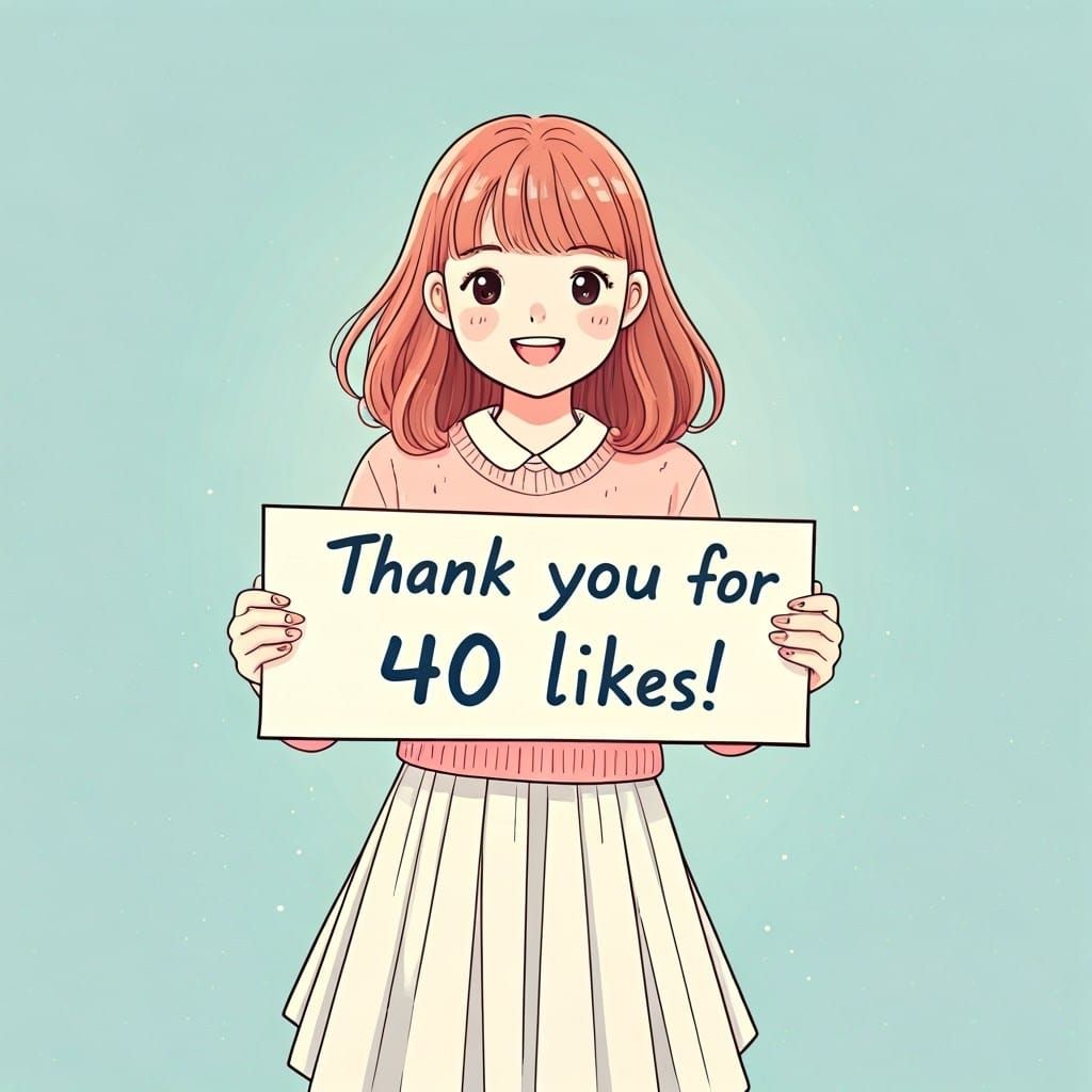 Whimsical Girl Holds Grateful Banner in Pastel Hues