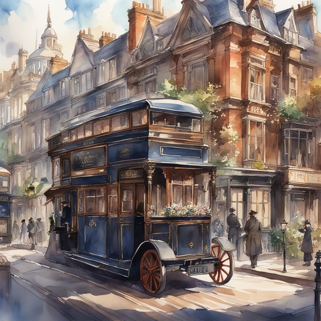 Victorian London in Expressive Watercolor Painting