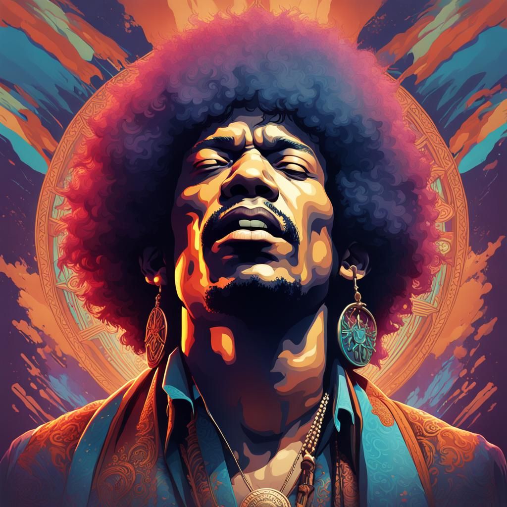 Hyperdetailed Portrait of Jimmy Hendrix in Artgerm Style