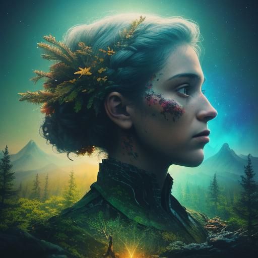 Cinematic Mother Nature Illustration in Mixed Media