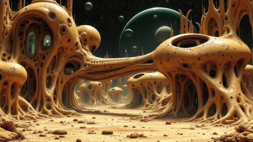 Alien Dwelling on Desert Planet in Sci-Fi Style