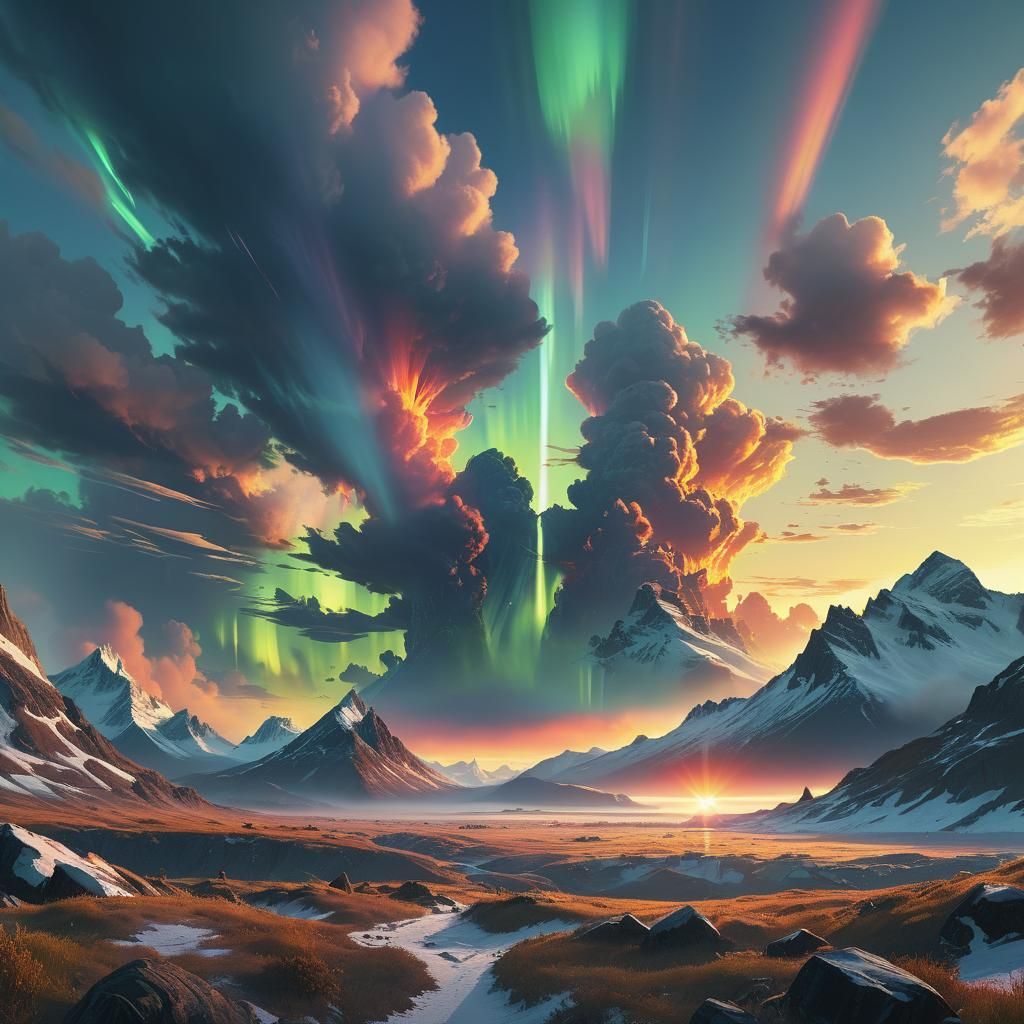 Dramatic Sun Rises Over Misty Horizon