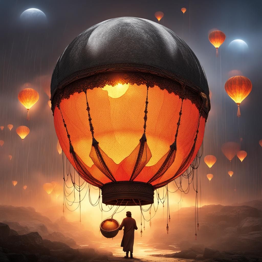 Surreal Lunar Landscape with Haloed Sun and Electric Altar