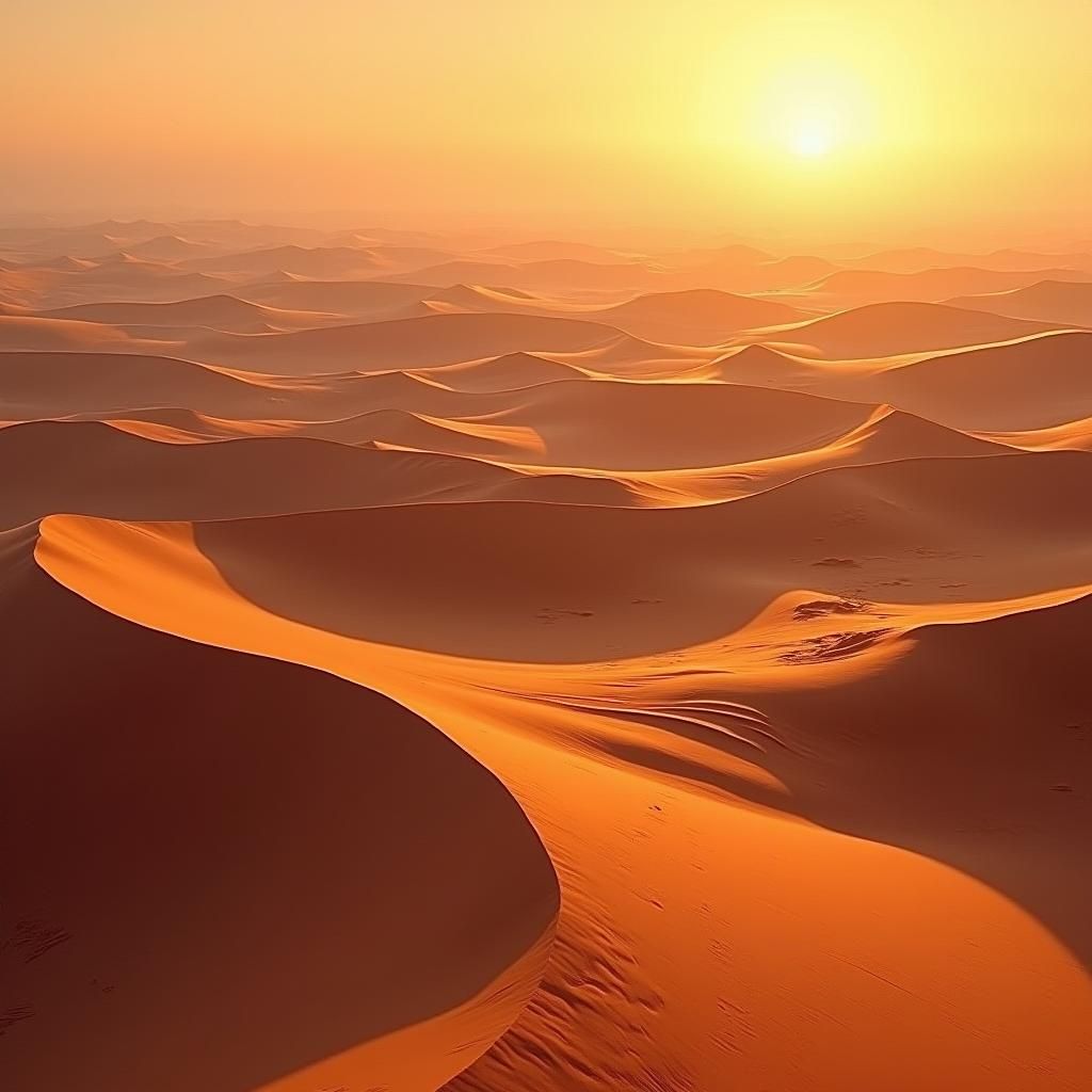 Endless Desert Dunes in a Stylized Landscape