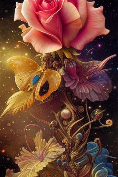 Cosmic Rose in Hyper Detailed Golden Hour