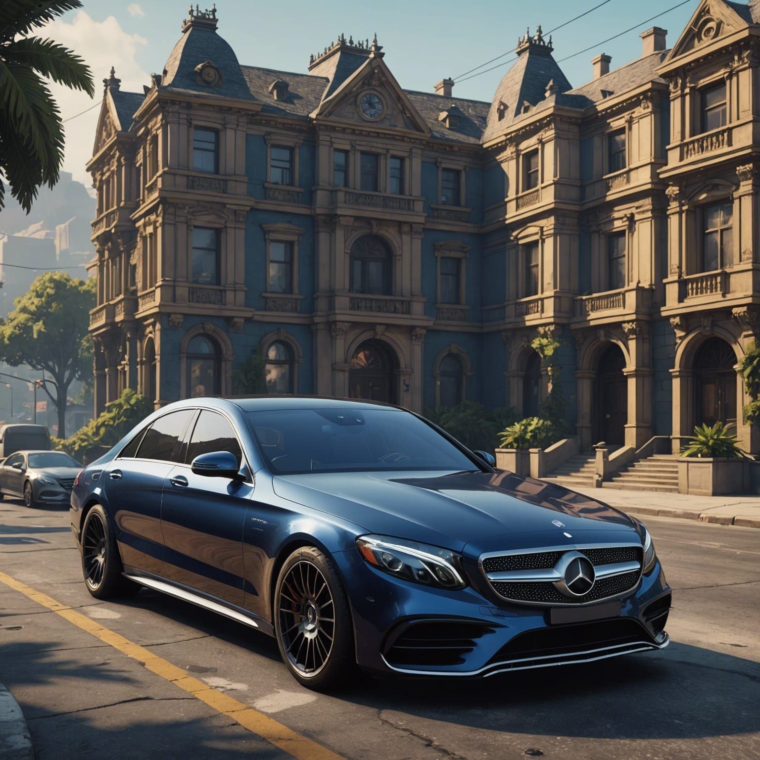 Mercedes in GTA V: Detailed Matte Painting