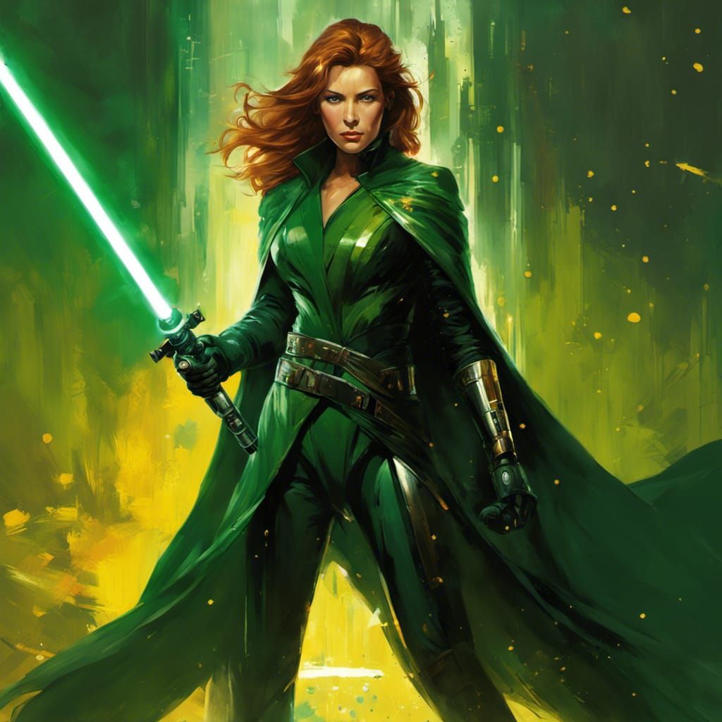 Rachel Summers Jedi Knight Portrait in Paint Splatter Style