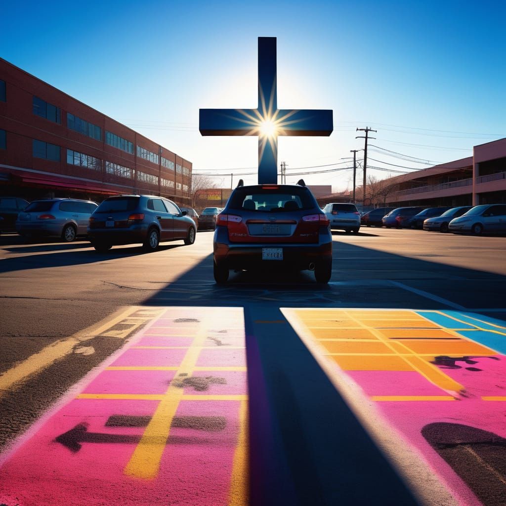 Easter Sunrise Street Art Masterpiece in Vibrant Splash Styl...