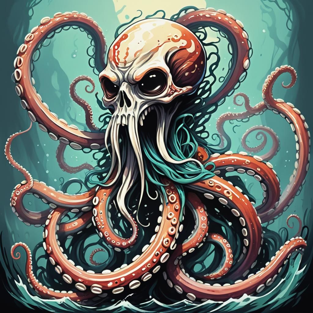 Tentacled Entity in Expressive Art Style