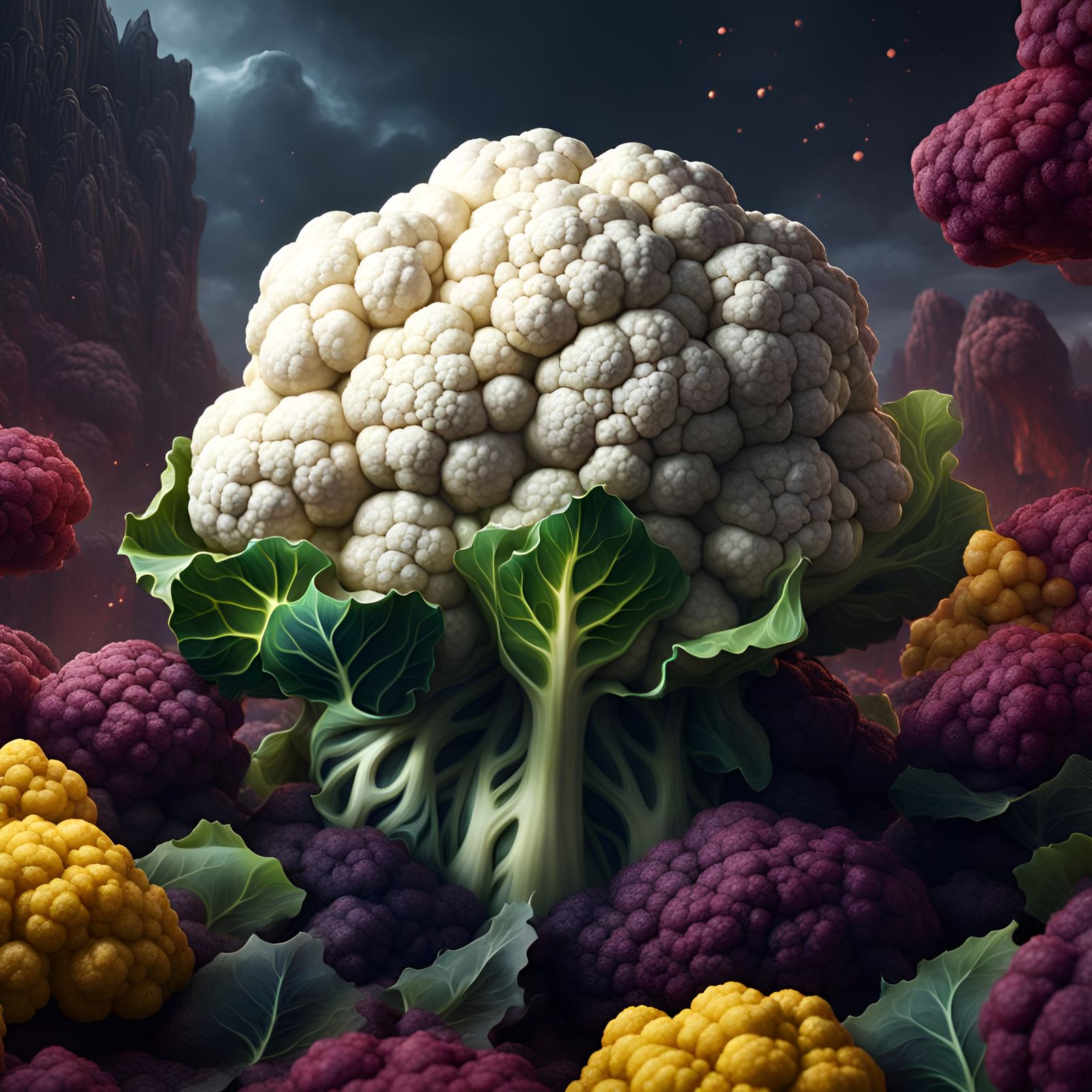 Fantastical Cauliflower in Detailed Matte Painting