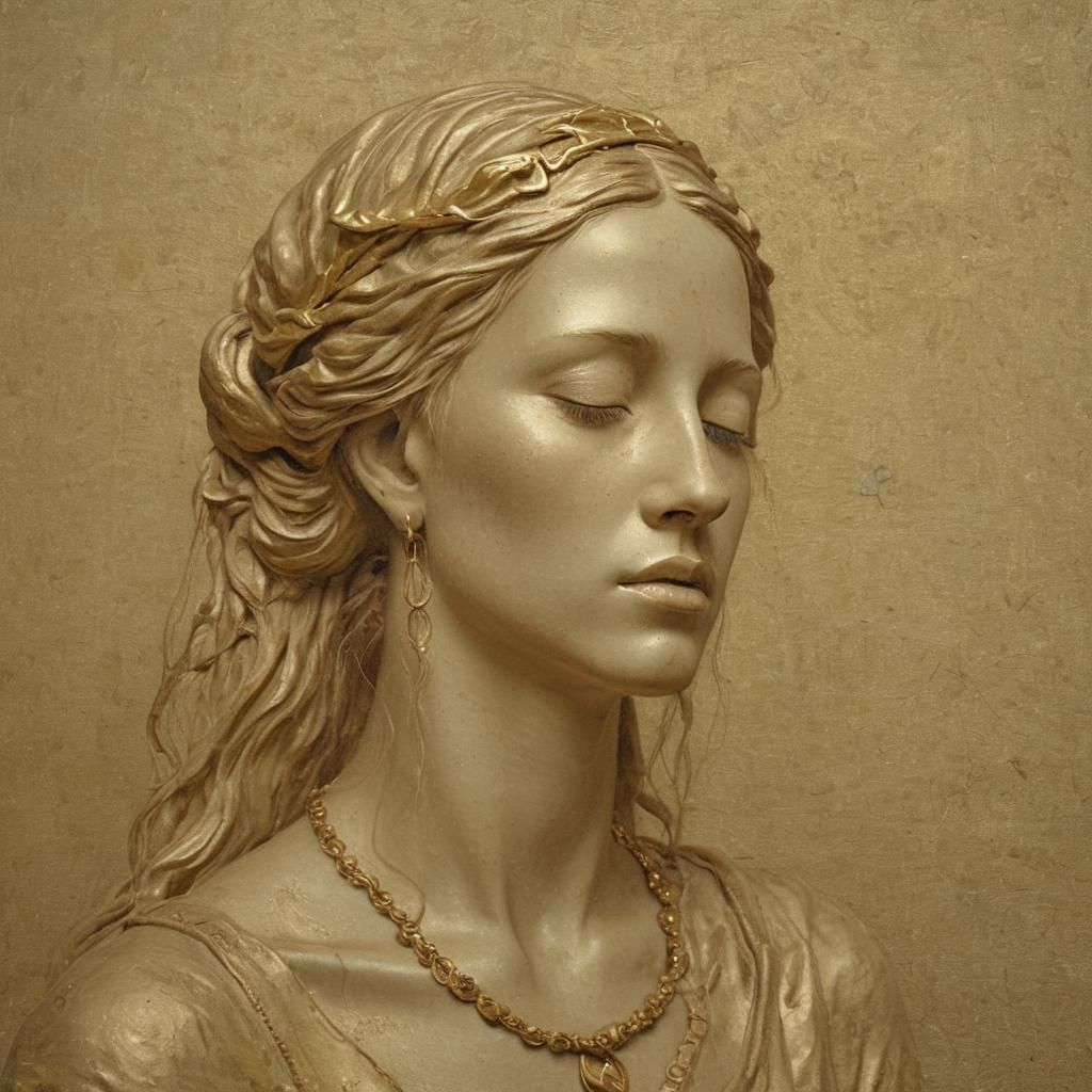 Evocative Portrait: Faith and Resilience in Gold