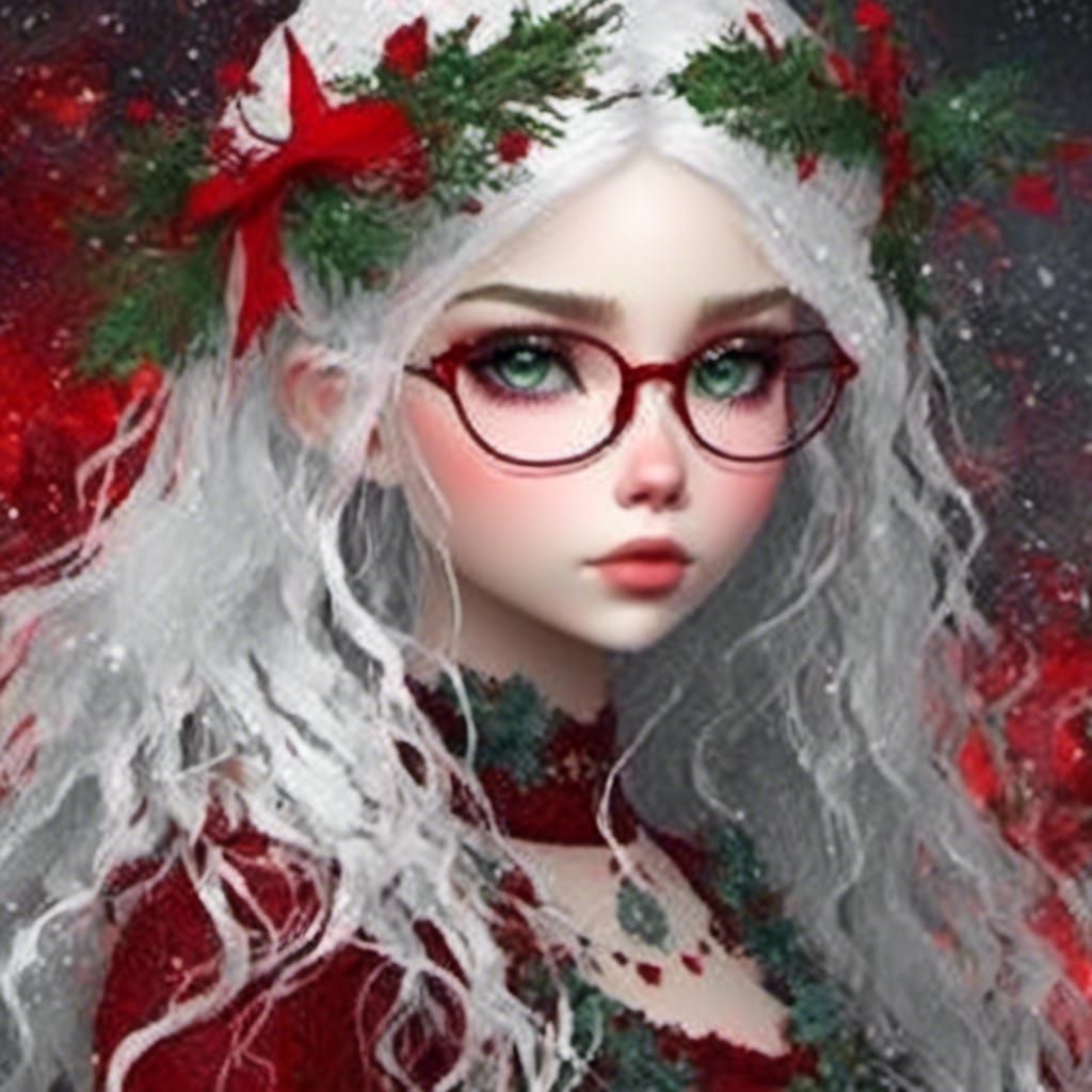 Festive Girl with White Hair in Ethereal Style