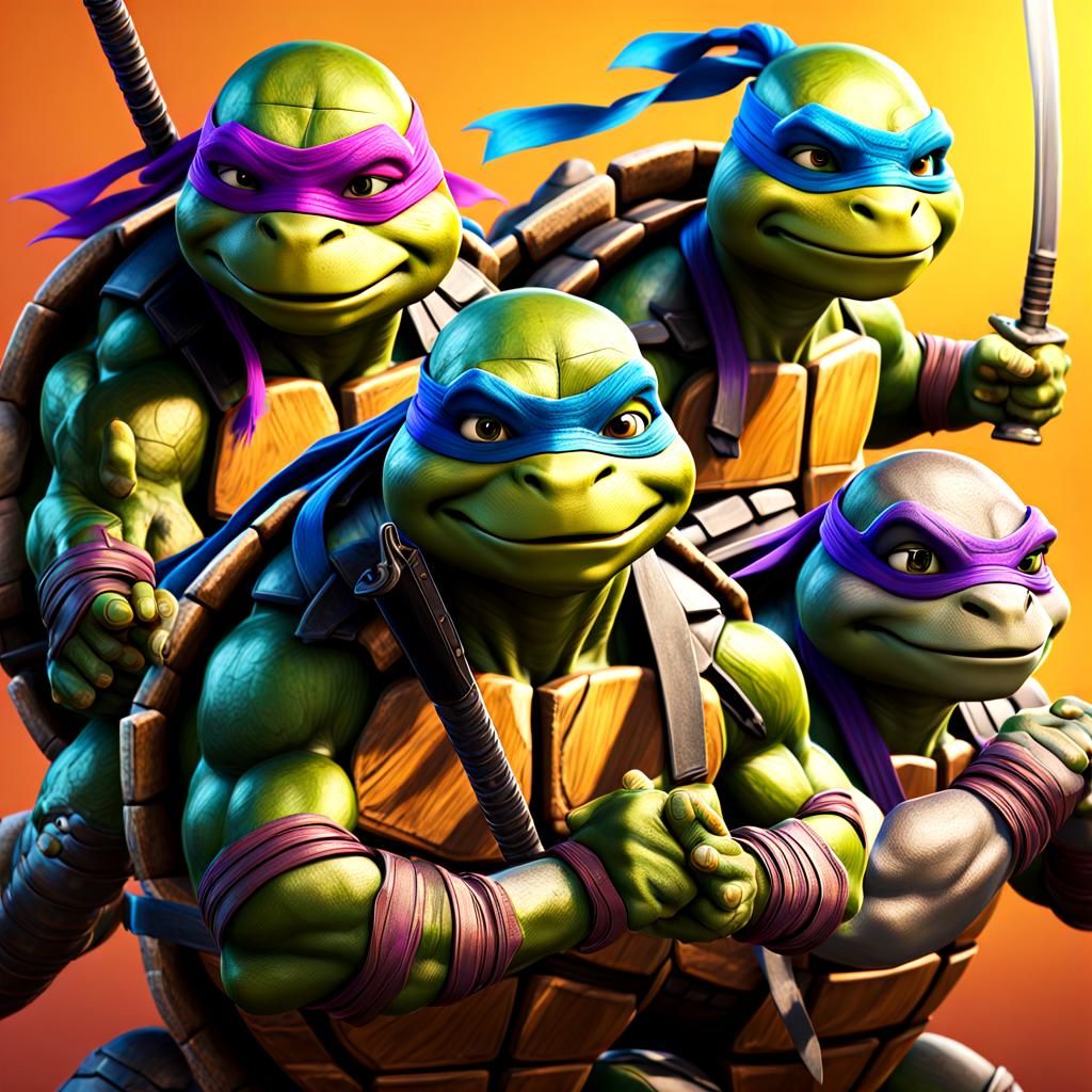 Ninja Turtles and Babies: 3D Digital Art