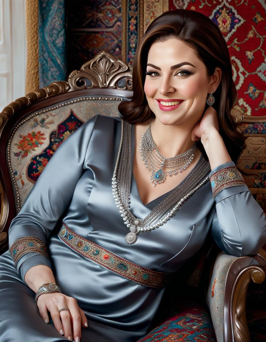 Ornate Portrait of Woman with Mischievous Smile