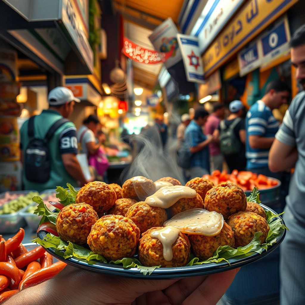 Israeli Street Food Scene with Falafel