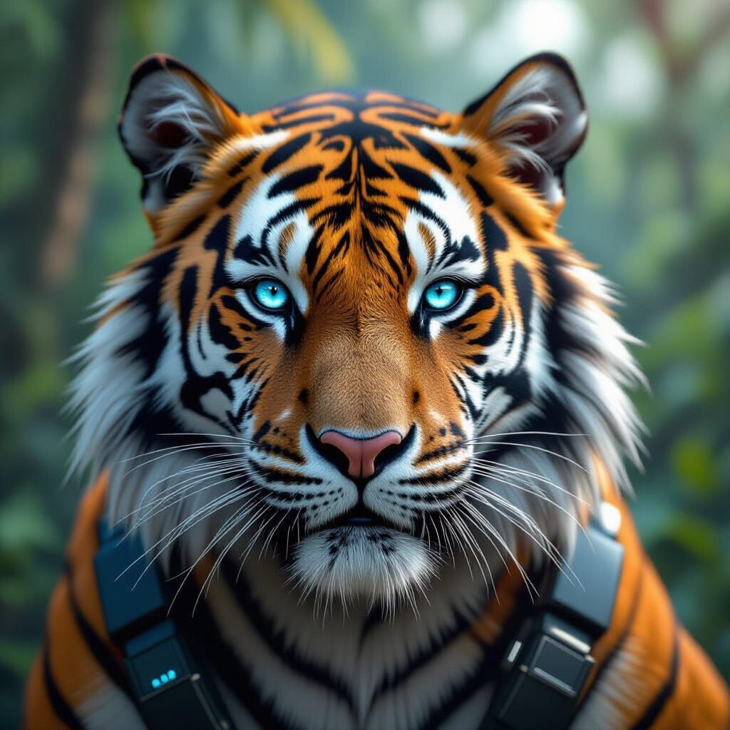 Cybernetic Bengal Tiger in Hyperrealistic Digital Art