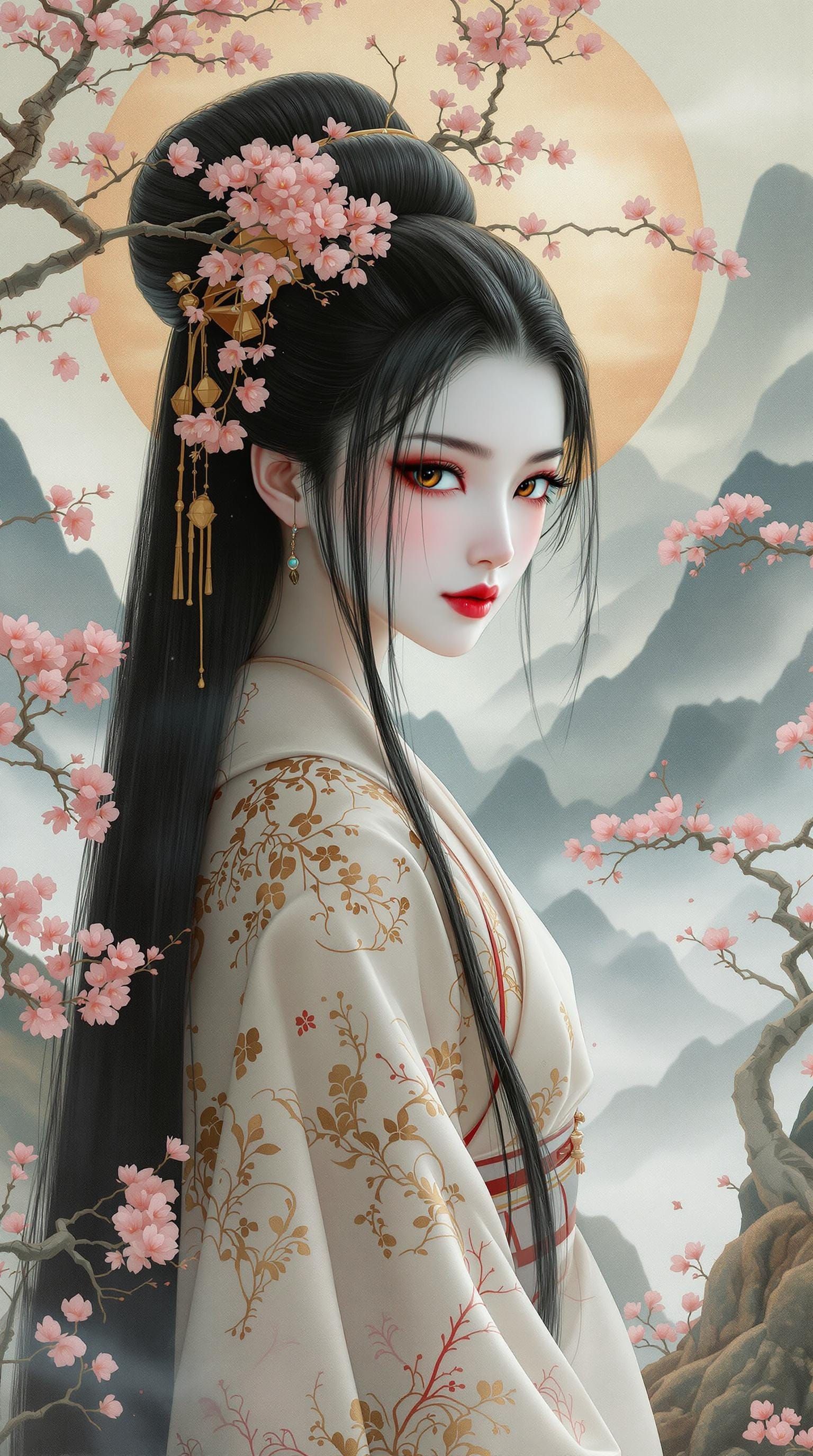 Mystical Geisha in Qing Dynasty Dreamscape