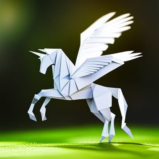 Elegant Origami Pegasus in 8K Resolution
