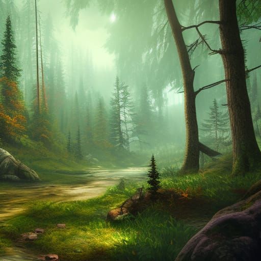 Enchanted Path Through a Boreal Forest