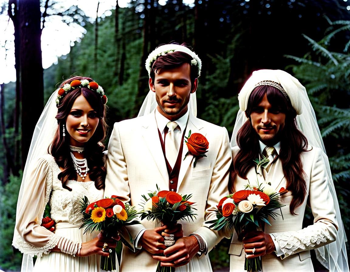 Bohemian Wedding Celebration in 1960s Style