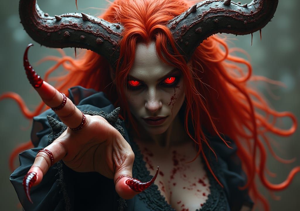 Realistic Demoness Reaches Out, Gothic Art Style