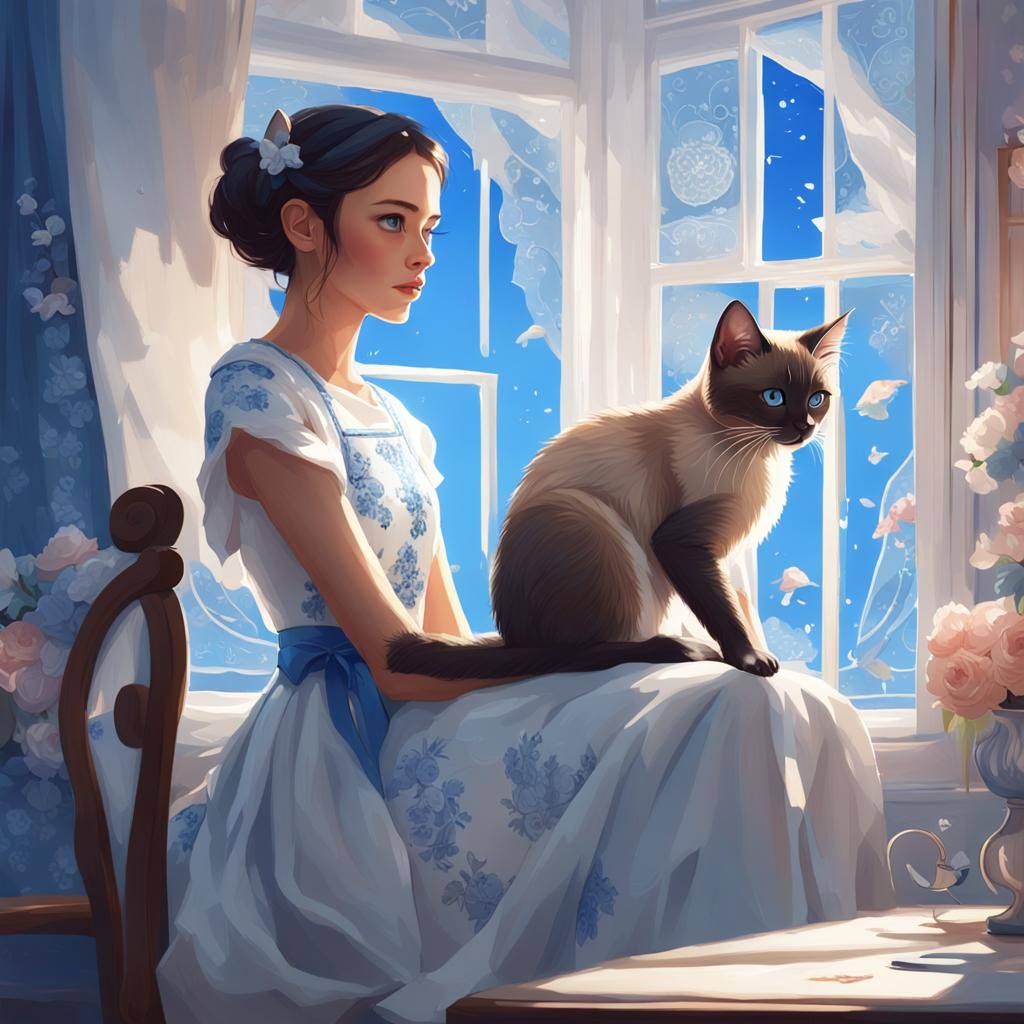 Girl with Kitten: Hyperdetailed Artgerm Portrait