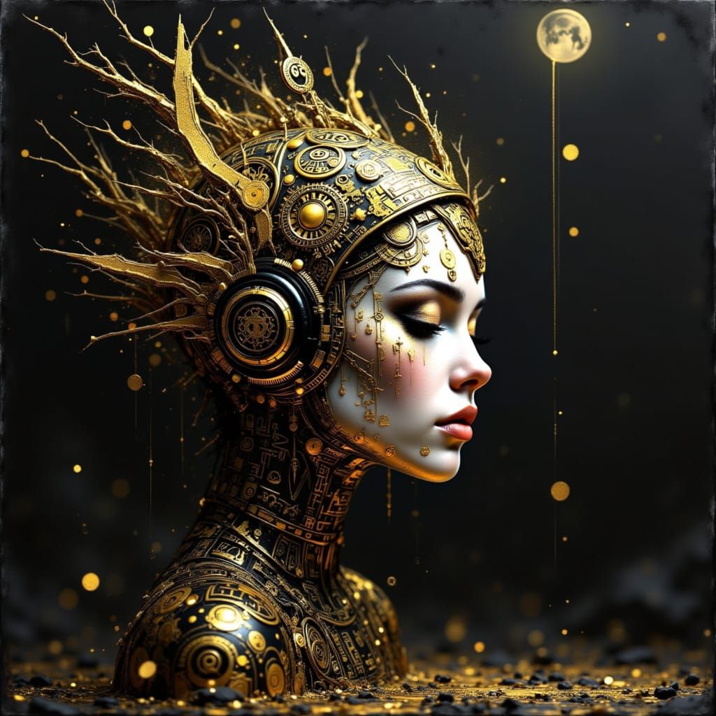 Ethereal Golden Being in Mystical Realm