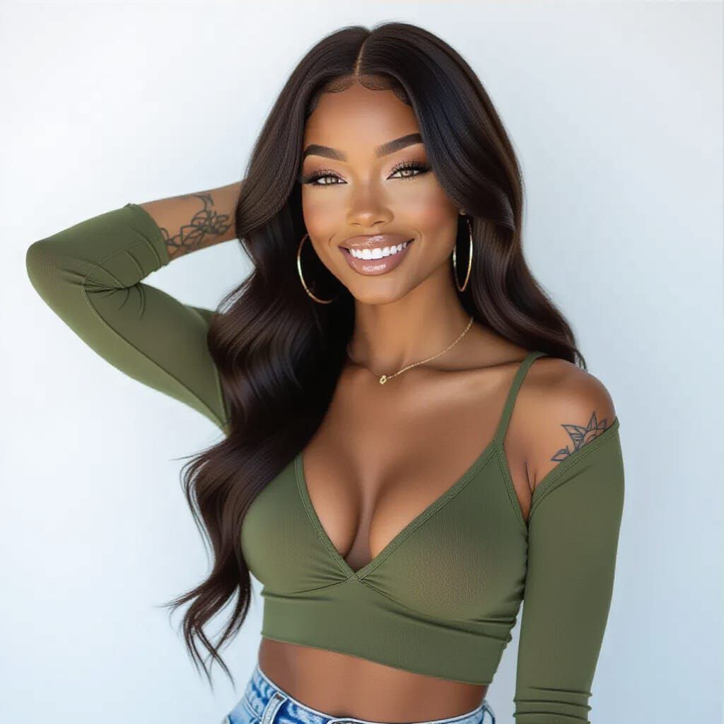 Confident Black Woman with Freckles and Silver Grill