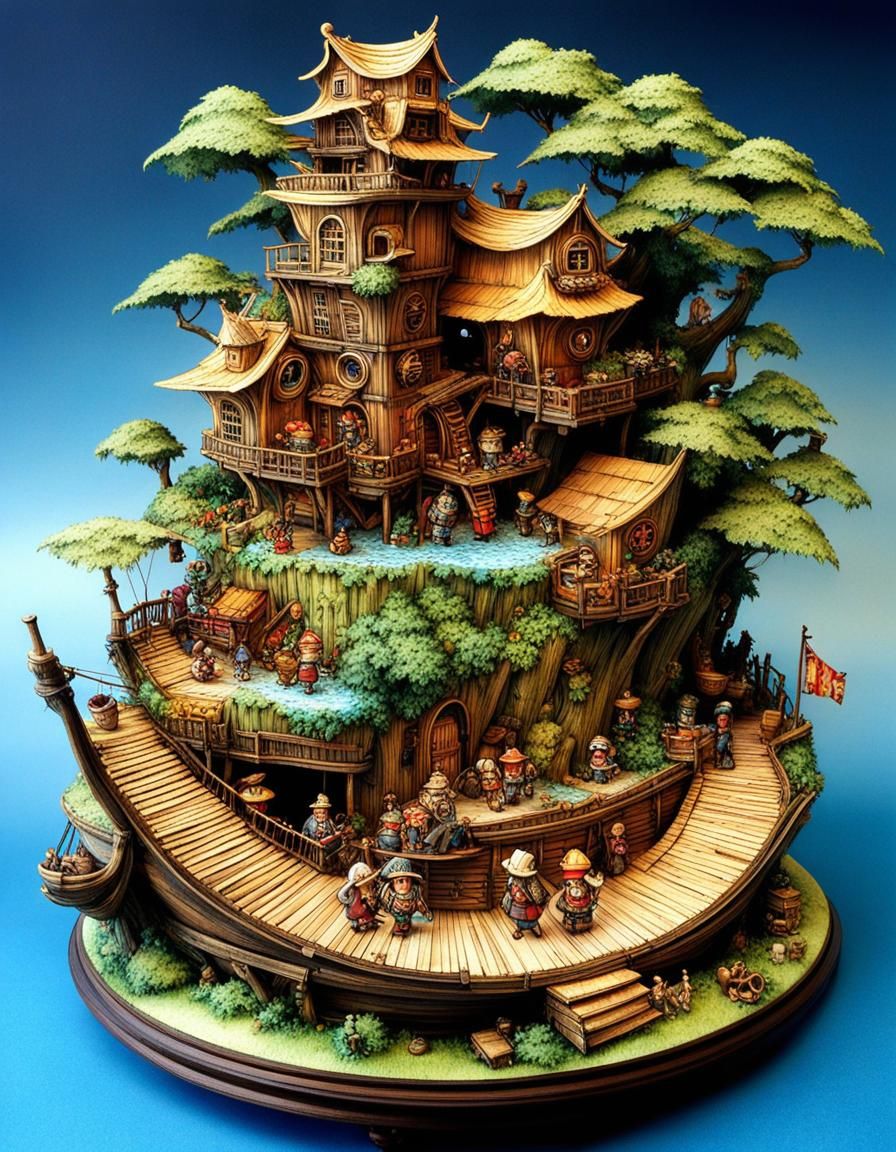 Intricate One Piece Miniature World in Mystical Galleon Room