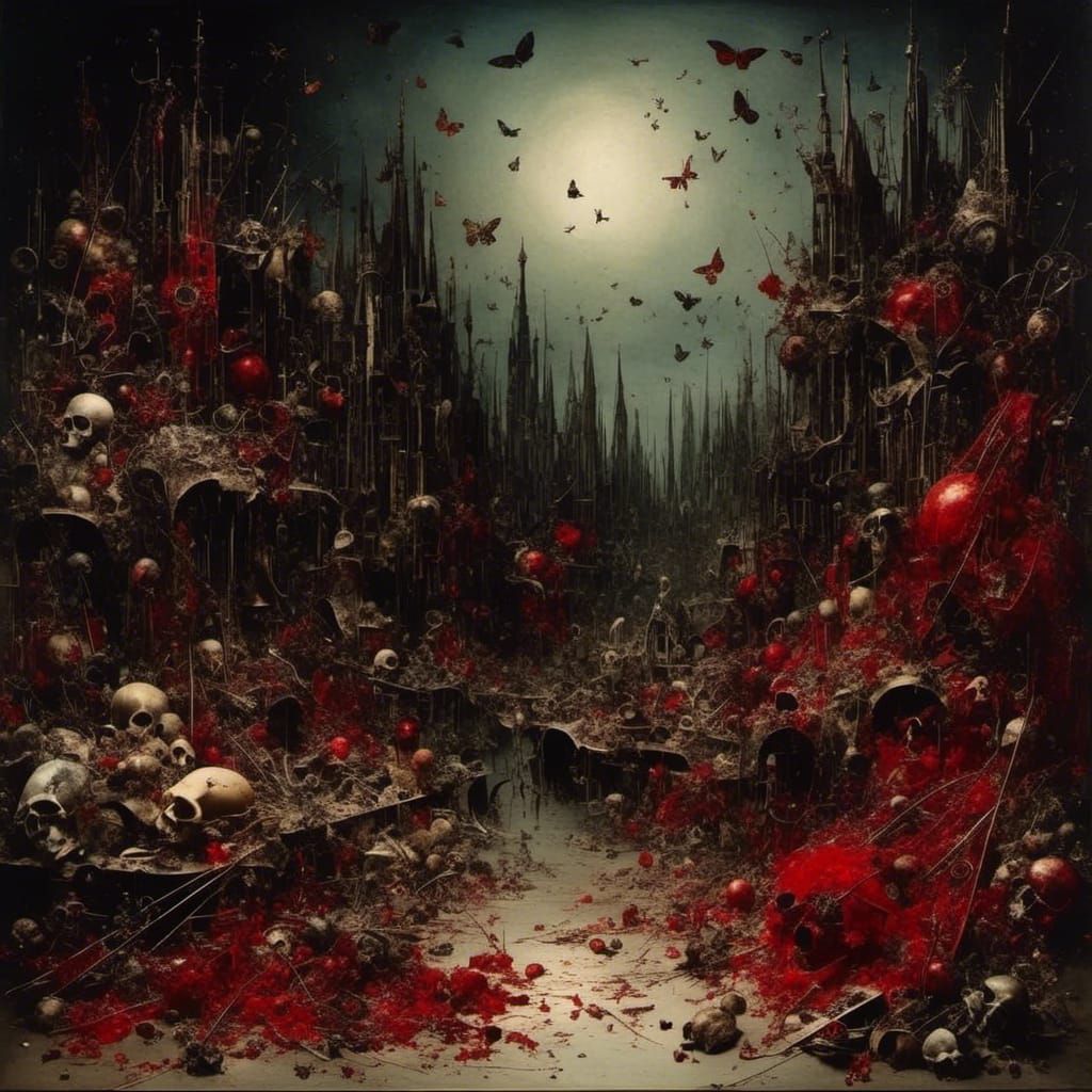 Surreal Abstract Painting of Decaying Body