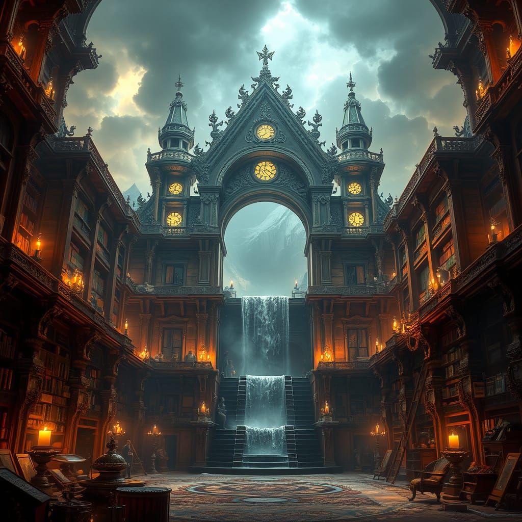 Epic Ancient Library Digital Matte Painting