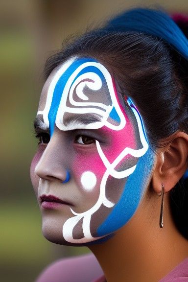 Mysterious Native Woman Portrait with Face Paint