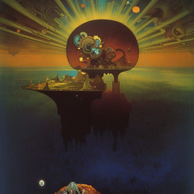 Apocalyptic Sunrise in Surrealist Style