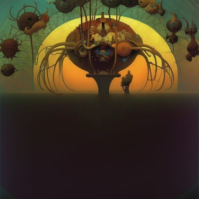 Surreal Apocalypse Sunrise in Maximalist Style