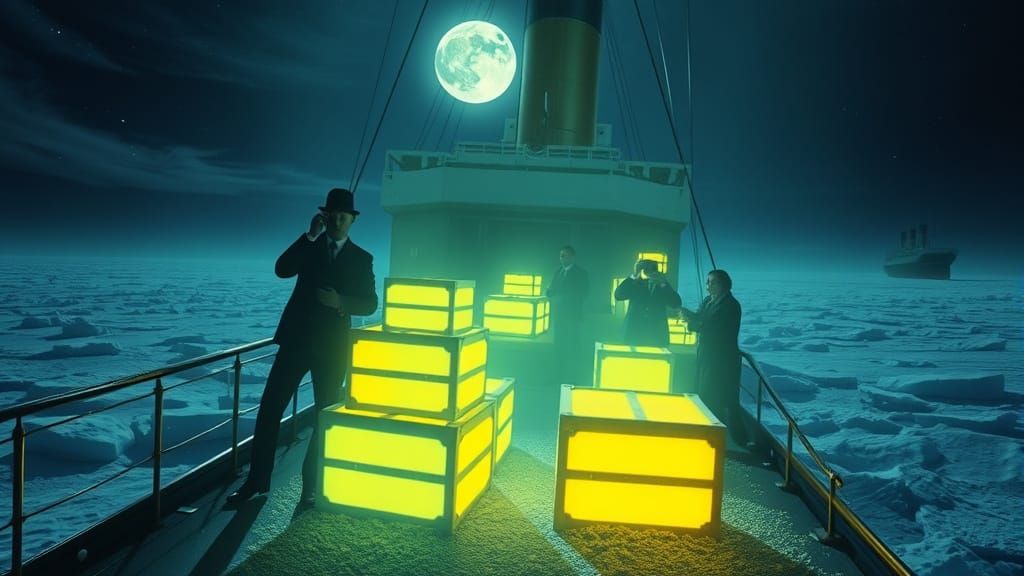 MIB Agents on Titanic, Scanning Glowing Crates