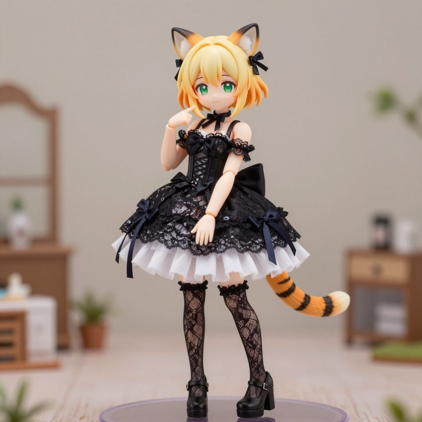 Figma Style Fox-Eared Woman in Gothic Dress