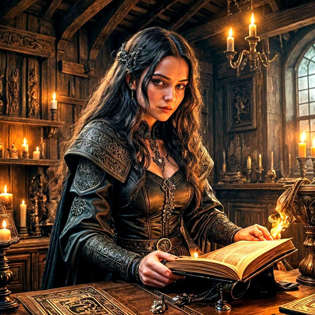 Dark Fantasy Witch Weaving Magic Spells