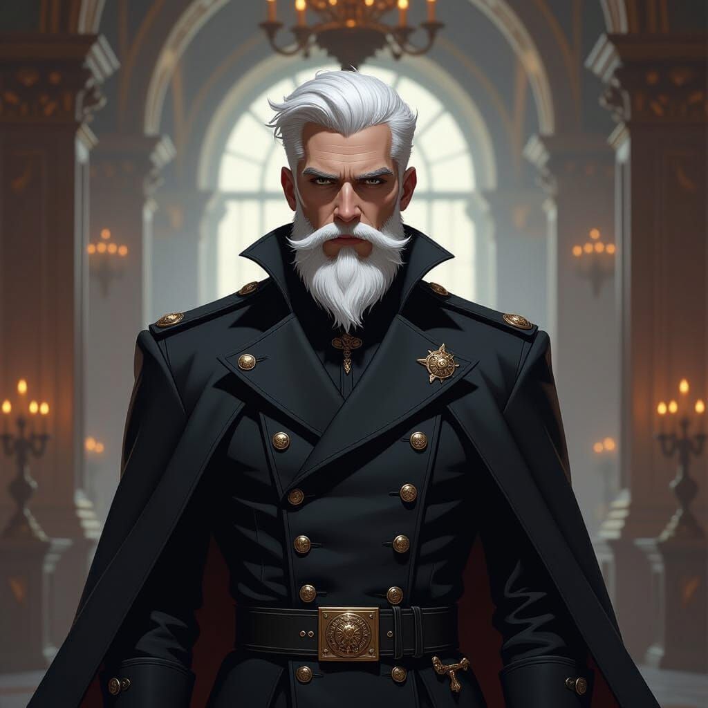 Dragonoid Butler in Opulent Hall, Digital Art