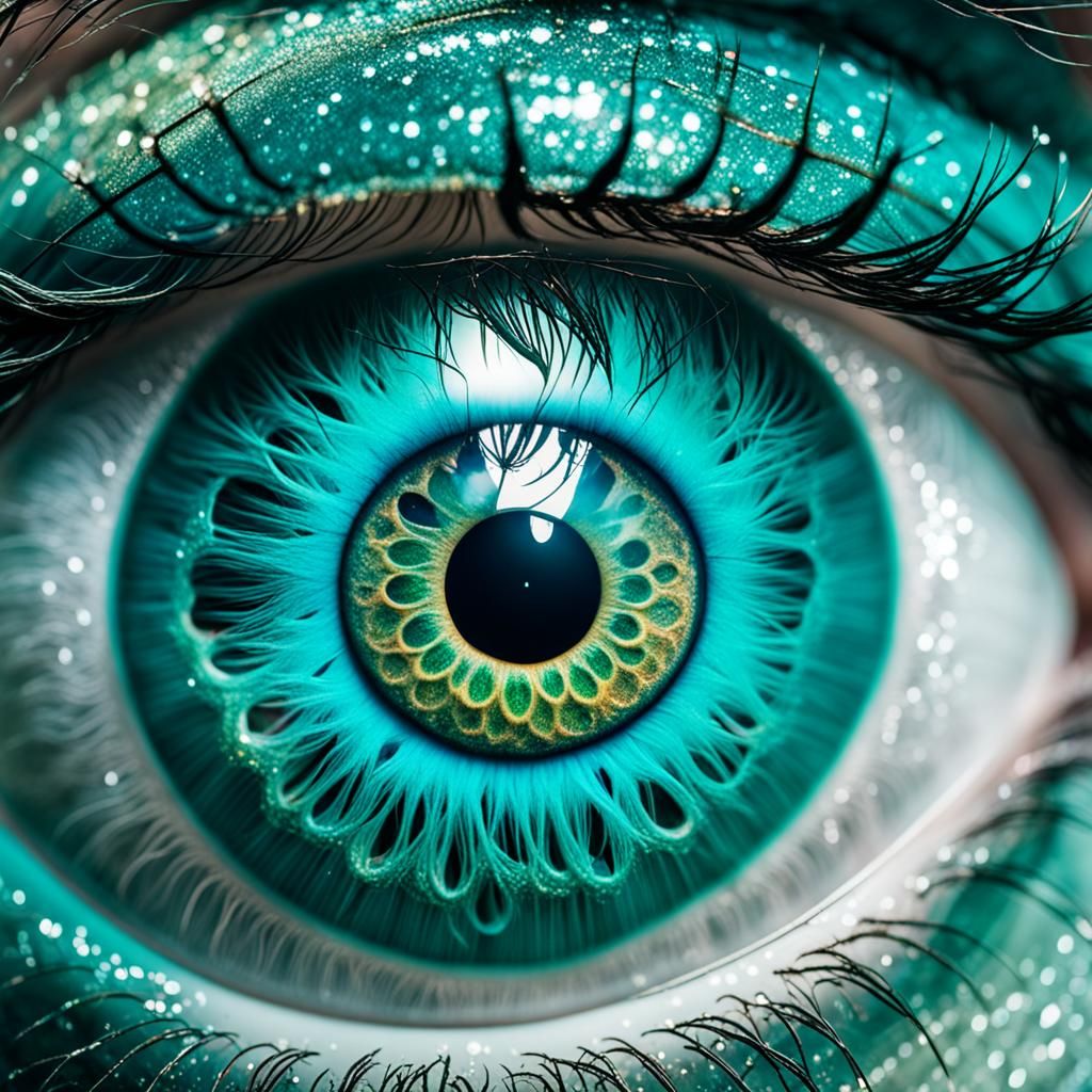 Nebular Teal Eyeball Macrophotography