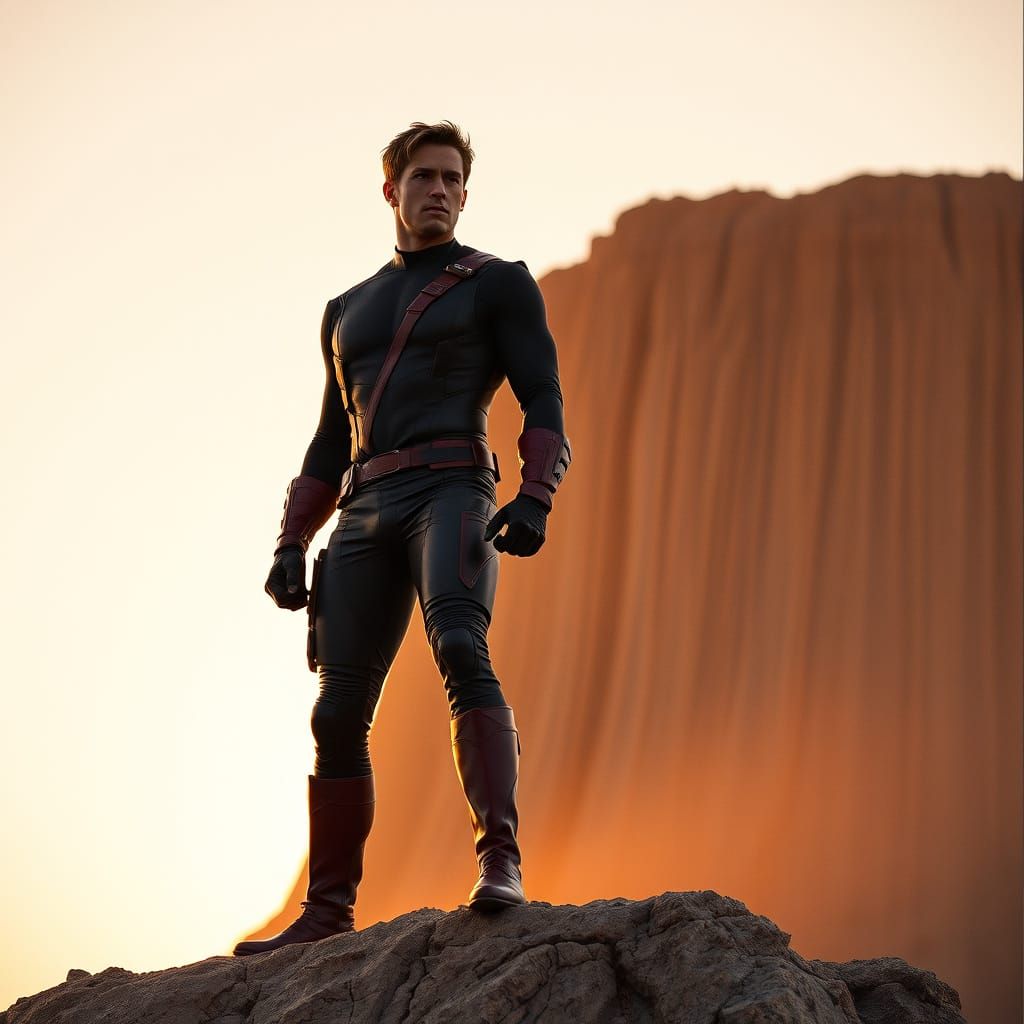 Channing Tatum as Gambit atop Devil's Tower in Cinematic Sun...