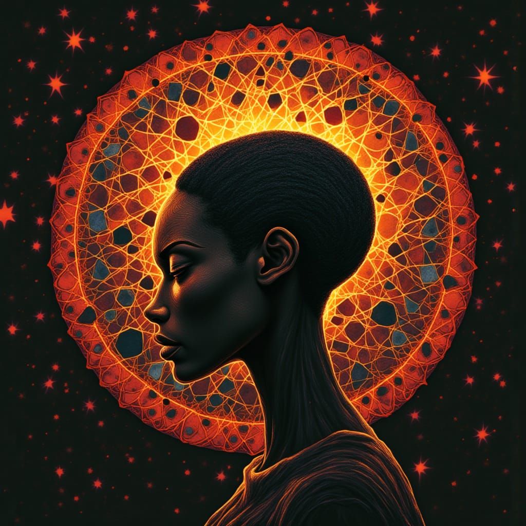 Surreal Portrait of a Black Woman with Elongated Neck