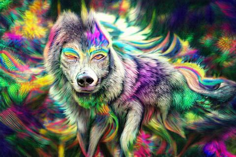 Psychedelic Wolf Art
