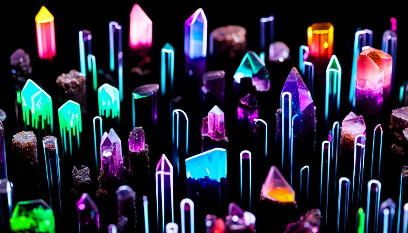 Quartz Crystals Illuminated with Neon Tubes