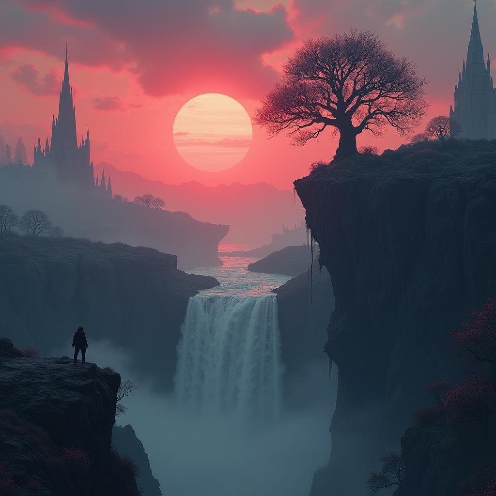 Mystical Realm at Dusk: Fantasy Concept Art